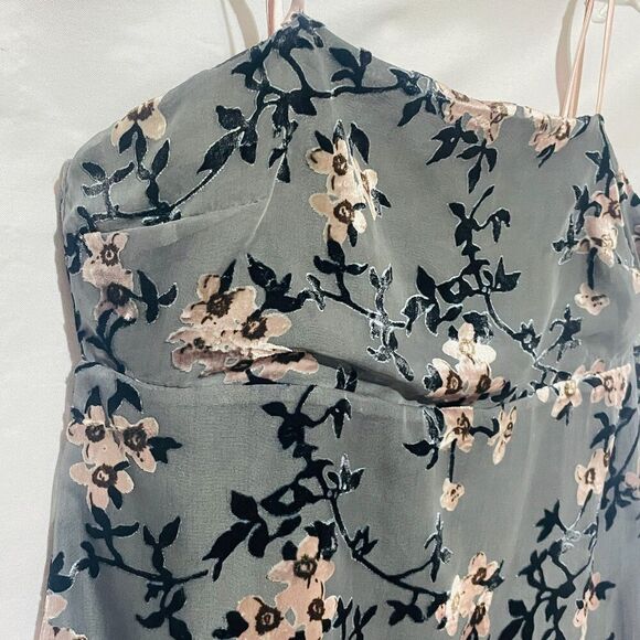 Whimsygoth Charcoal Moody Floral Burnout Sheer Mini Dress Medium - Picture 6 of 16